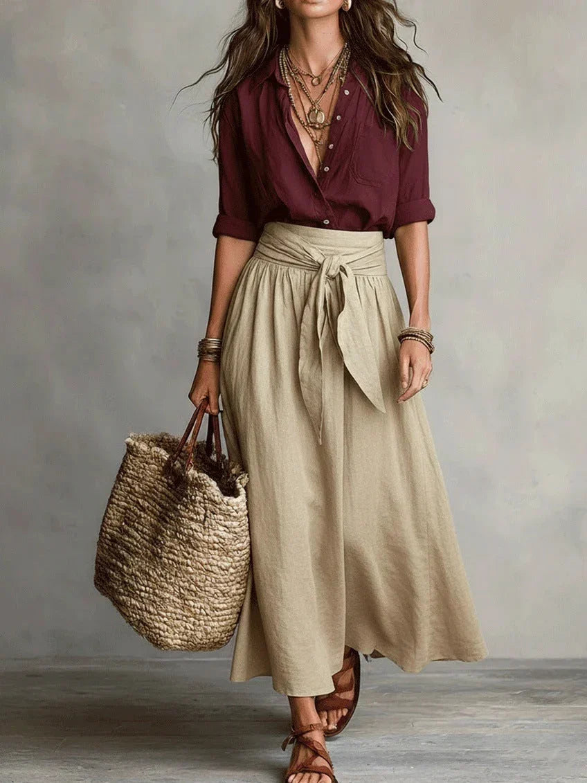 Vida Blusa Negra y Falda Midi
