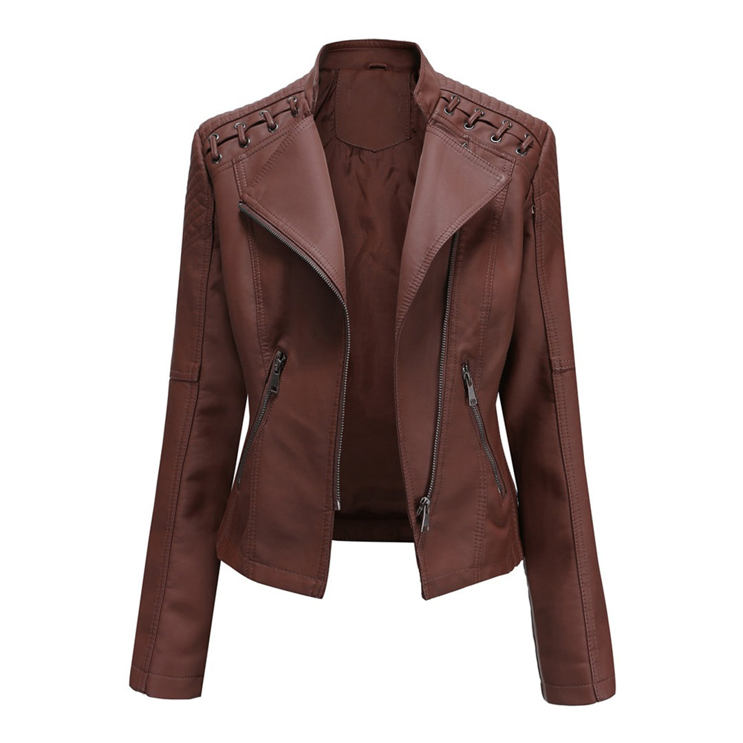 Serena | Chaqueta Biker Acolchada Asimétrica con Ojales