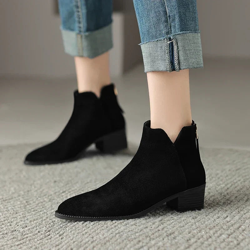 Rita | Botas rectas de piel auténtica