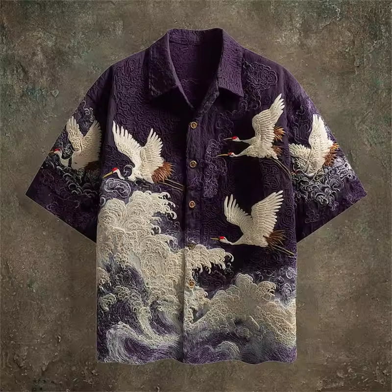 Felipe | Camisa de verano con diseño de grullas