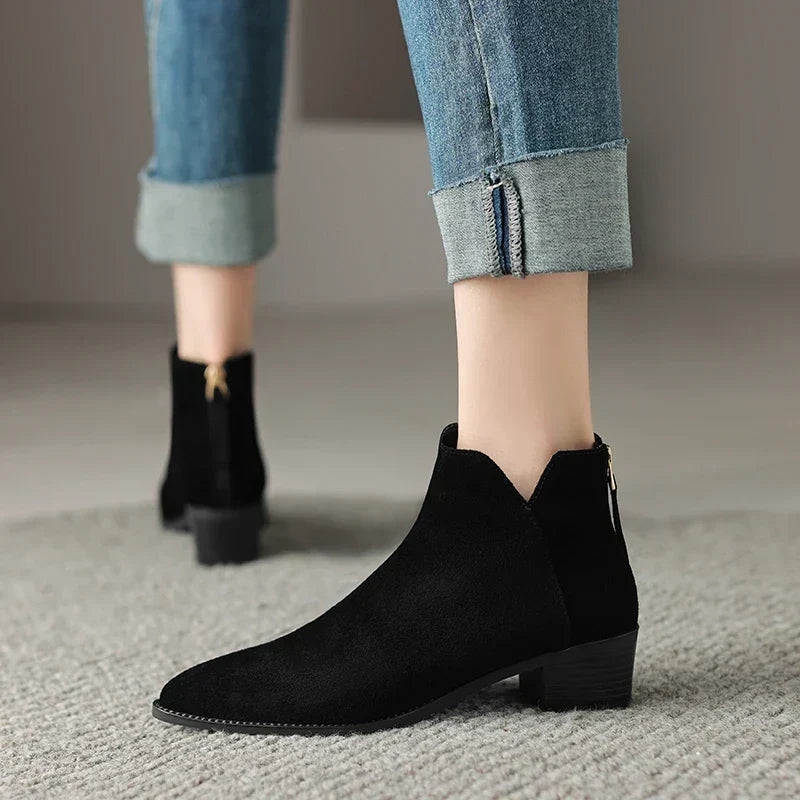 Rita | Botas rectas de piel auténtica