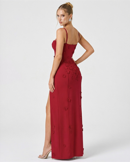 Patricia | Vestido Maxi Corsé con Flores y Abertura