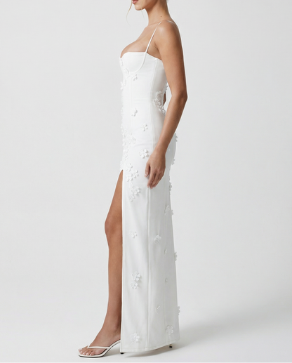 Patricia | Vestido Maxi Corsé con Flores y Abertura