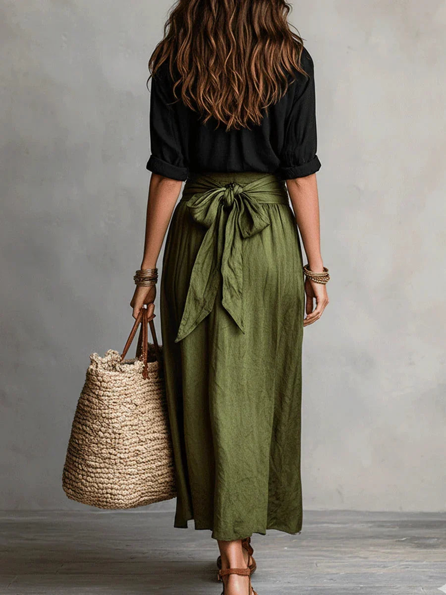 Vida Blusa Negra y Falda Midi