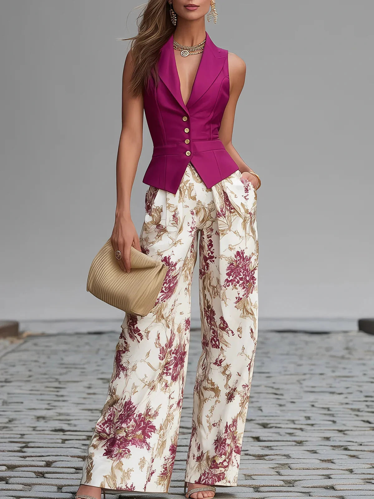 Malena Chaleco Rosa Floral