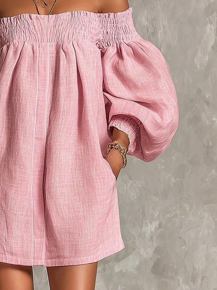 Gisela Mini Rosa Mangas Farol