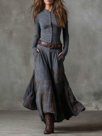 Diana | Vestido maxi de ante con cinturón