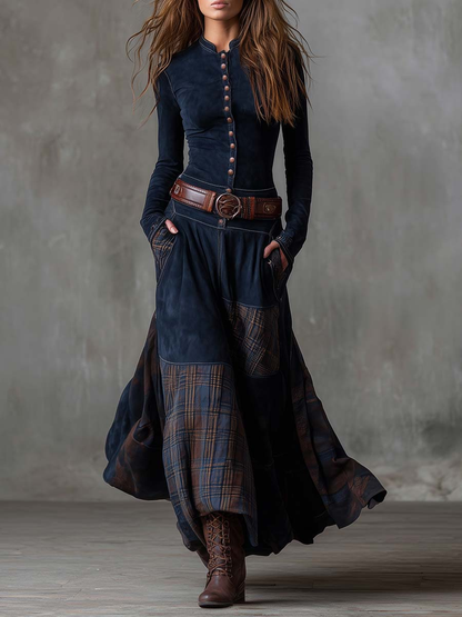 Diana | Vestido maxi de ante con cinturón