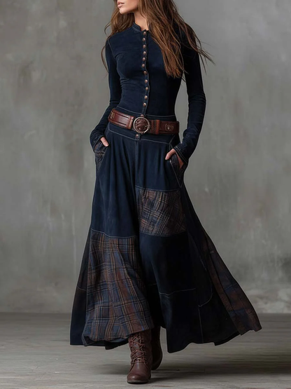Diana | Vestido maxi de ante con cinturón