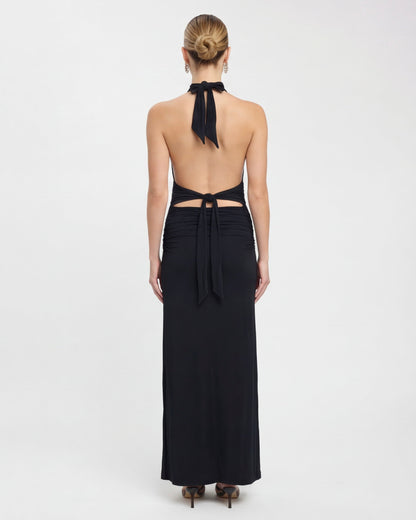 Lorena | Vestido Maxi Halter con Espalda Abierta