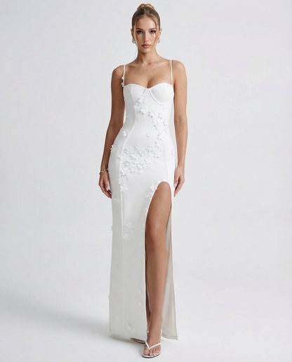 Patricia | Vestido Maxi Corsé con Flores y Abertura