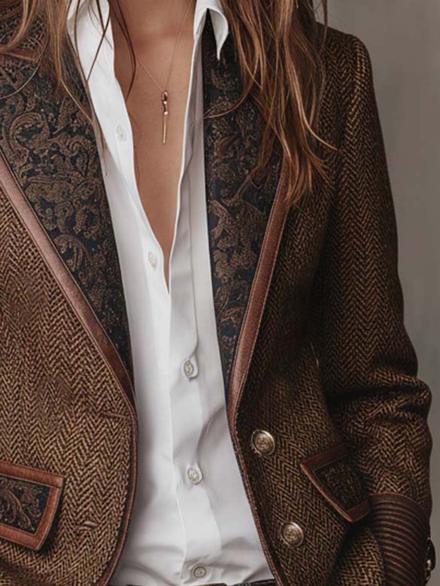 Estela | Blazer de espiga con paneles estampados