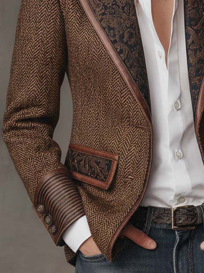 Estela | Blazer de espiga con paneles estampados
