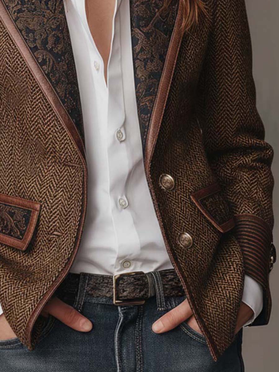 Estela | Blazer de espiga con paneles estampados