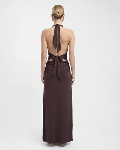 Lorena | Vestido Maxi Halter con Espalda Abierta