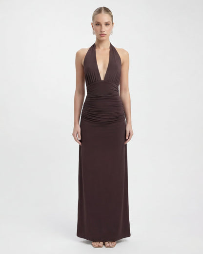 Lorena | Vestido Maxi Halter con Espalda Abierta
