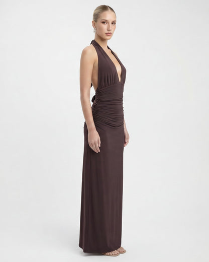 Lorena | Vestido Maxi Halter con Espalda Abierta