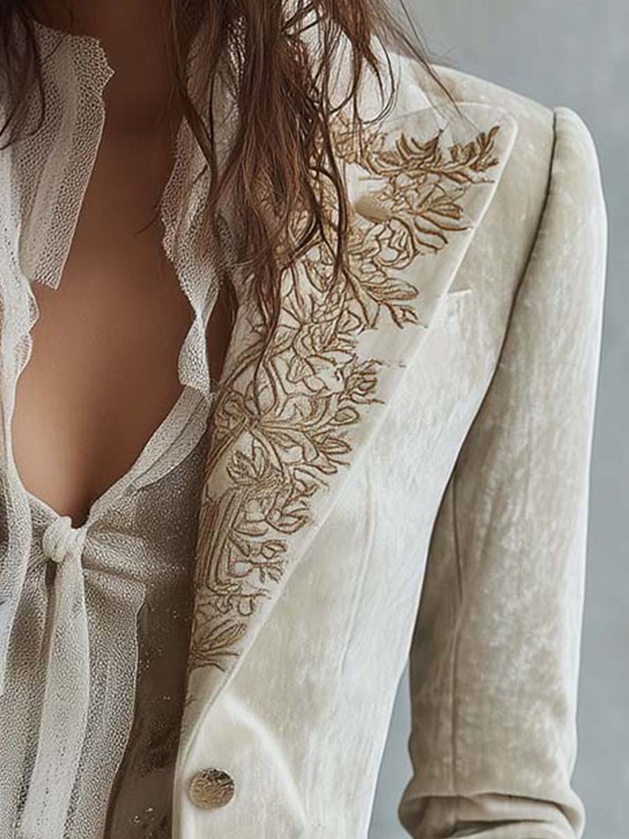 Amalia | Blazer sastre marfil bordado