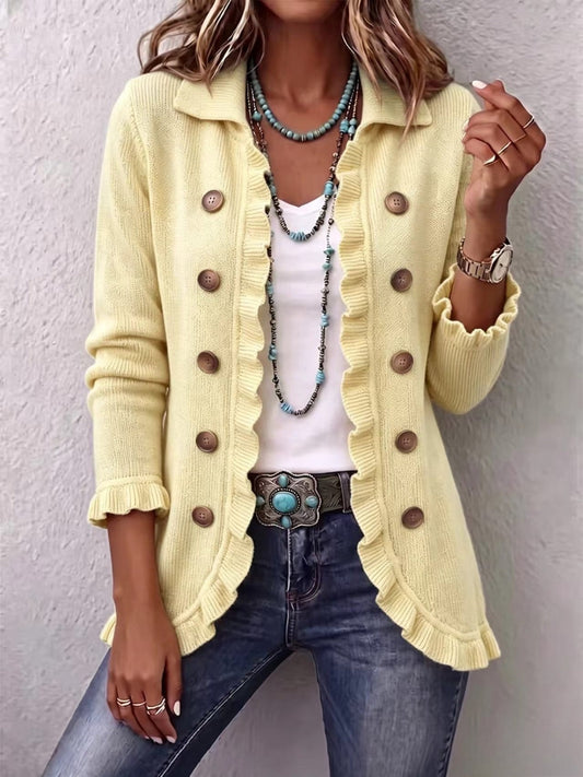 Andrea | Chaqueta acanalada crema con vuelos