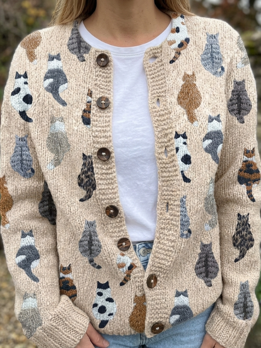 Itziar | Cárdigan con Estampado de Gatos