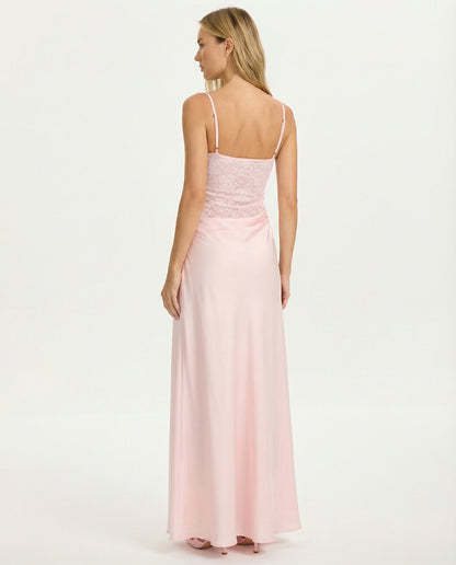 Nuria | Vestido Maxi Corsé de Encaje Rosa