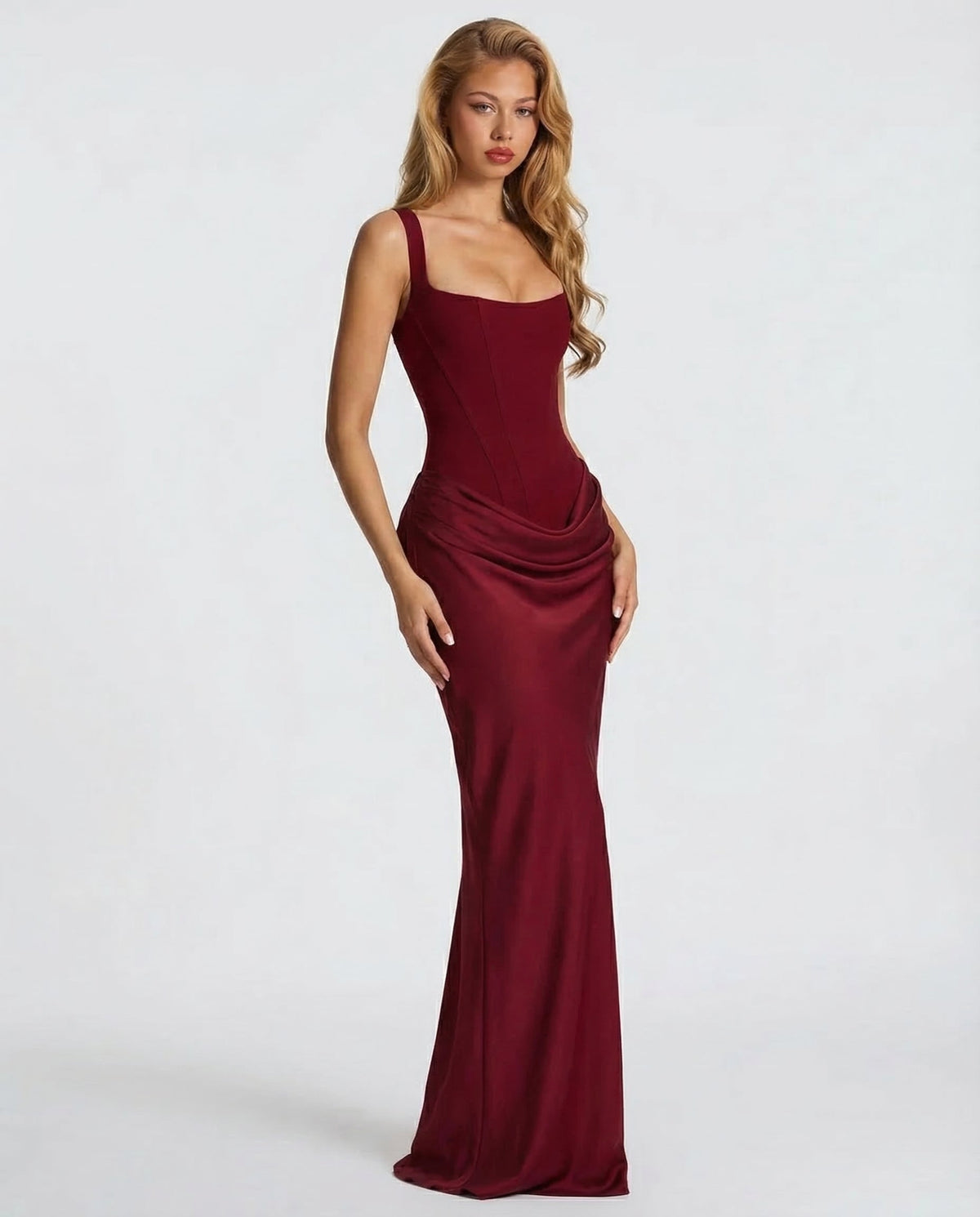 Alba | Vestido Maxi Reloj de Arena Drapeado