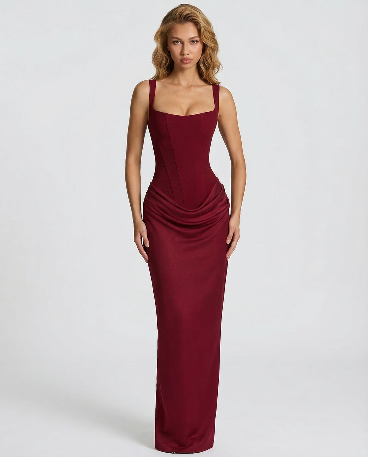 Alba | Vestido Maxi Reloj de Arena Drapeado