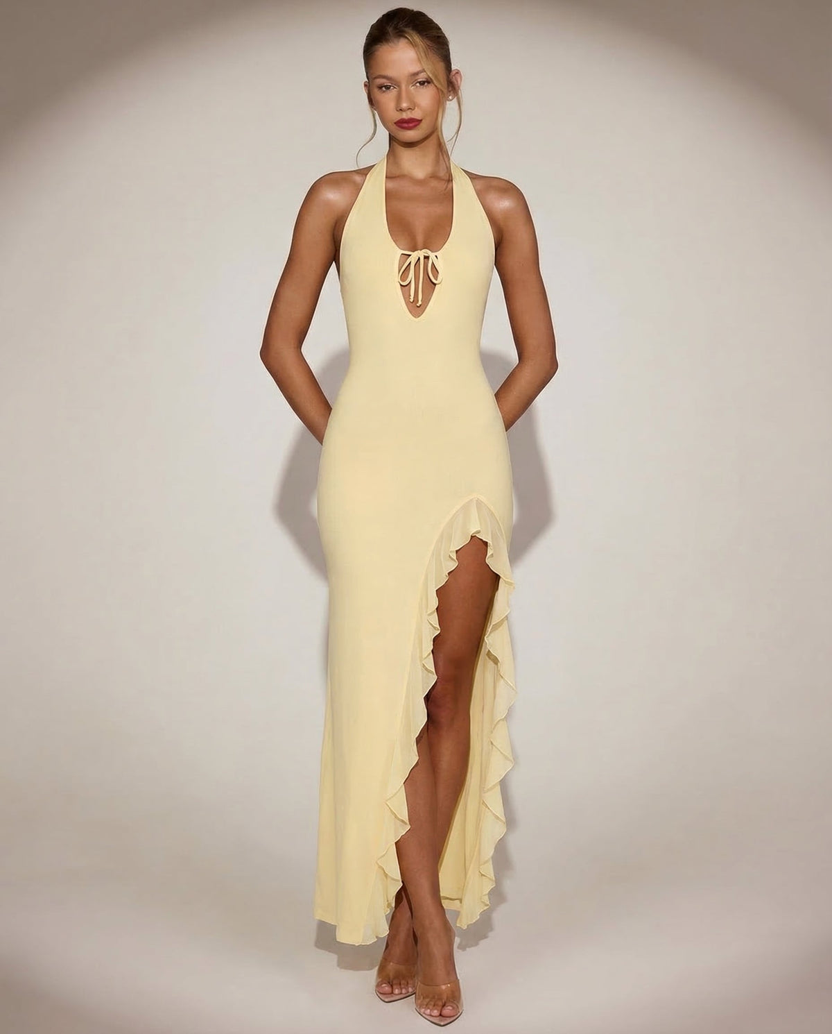 Rocío | Vestido Maxi Escote Pronunciado con Volantes
