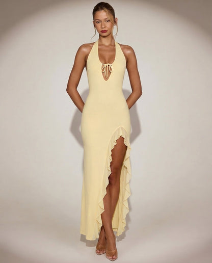 Rocío | Vestido Maxi Escote Pronunciado con Volantes