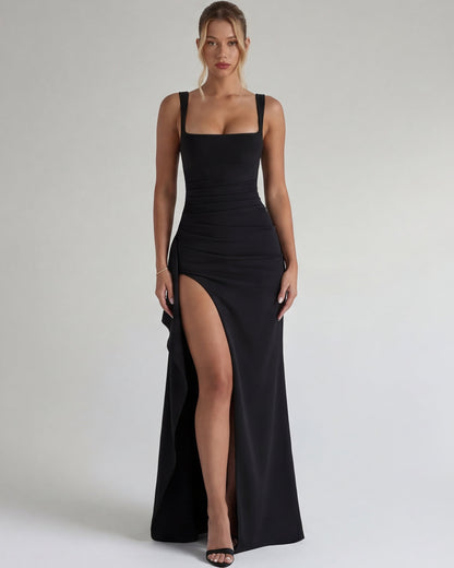 María | Vestido Maxi Escote Cuadrado con Abertura