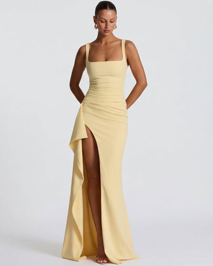María | Vestido Maxi Escote Cuadrado con Abertura