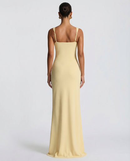 María | Vestido Maxi Escote Cuadrado con Abertura