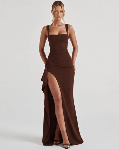 María | Vestido Maxi Escote Cuadrado con Abertura