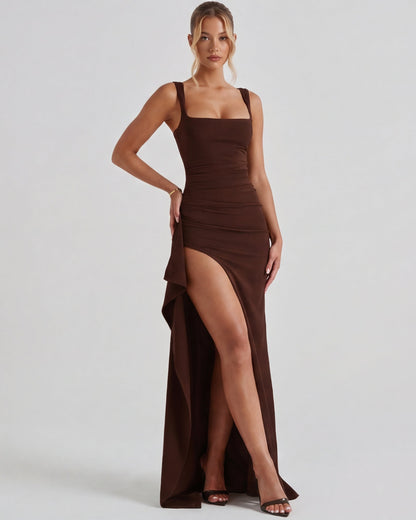 María | Vestido Maxi Escote Cuadrado con Abertura