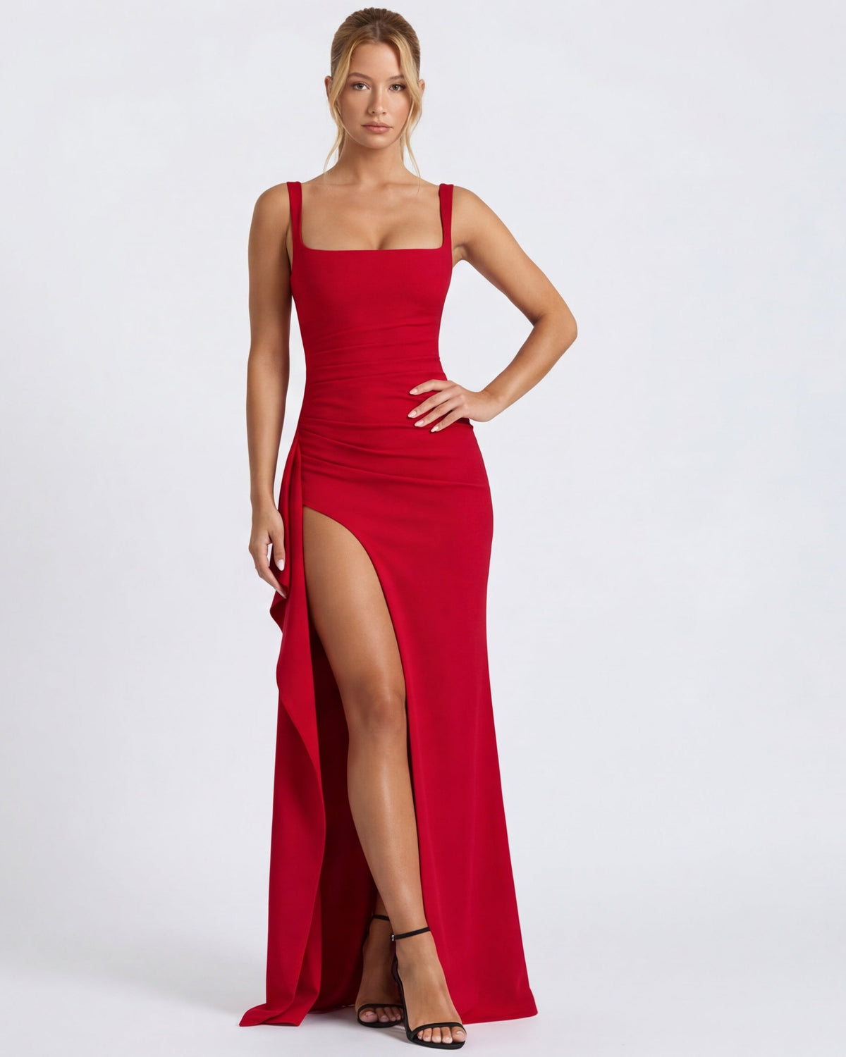 María | Vestido Maxi Escote Cuadrado con Abertura