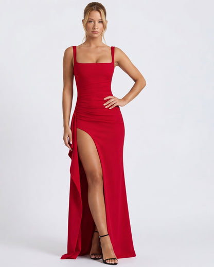 María | Vestido Maxi Escote Cuadrado con Abertura