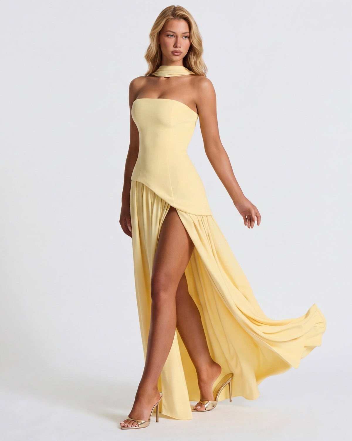 Carmen | Vestido Maxi Palabra de Honor con Pañuelo