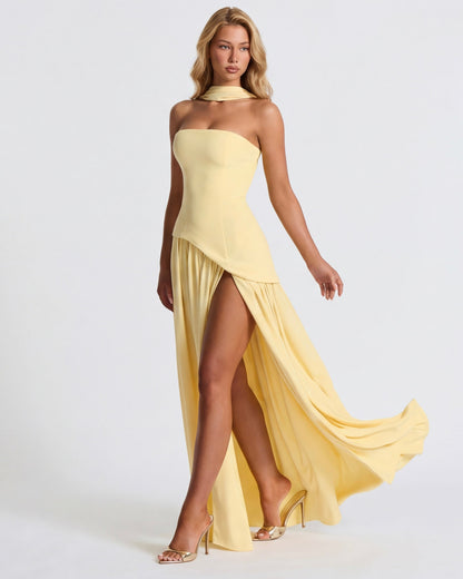 Carmen | Vestido Maxi Palabra de Honor con Pañuelo