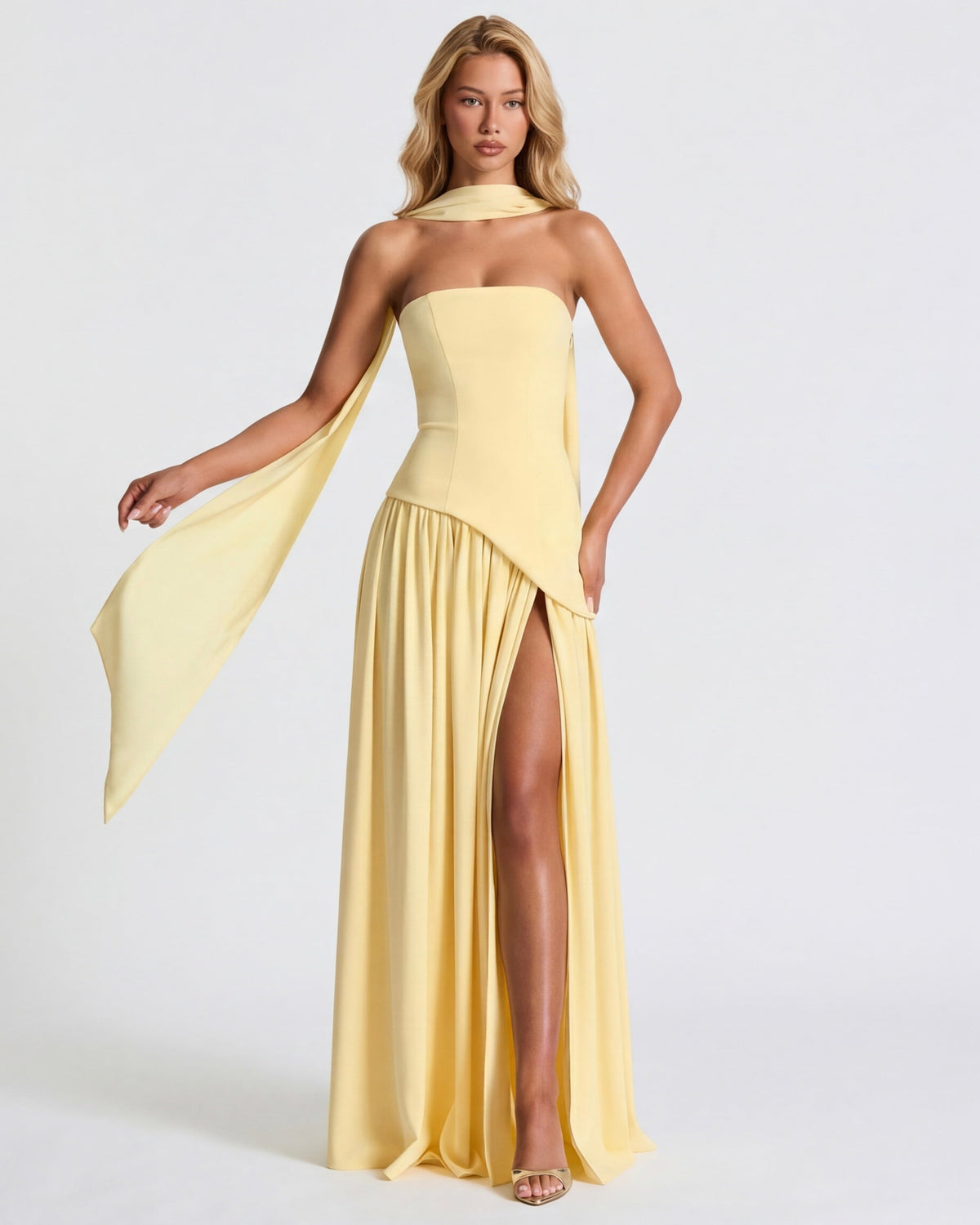 Carmen | Vestido Maxi Palabra de Honor con Pañuelo