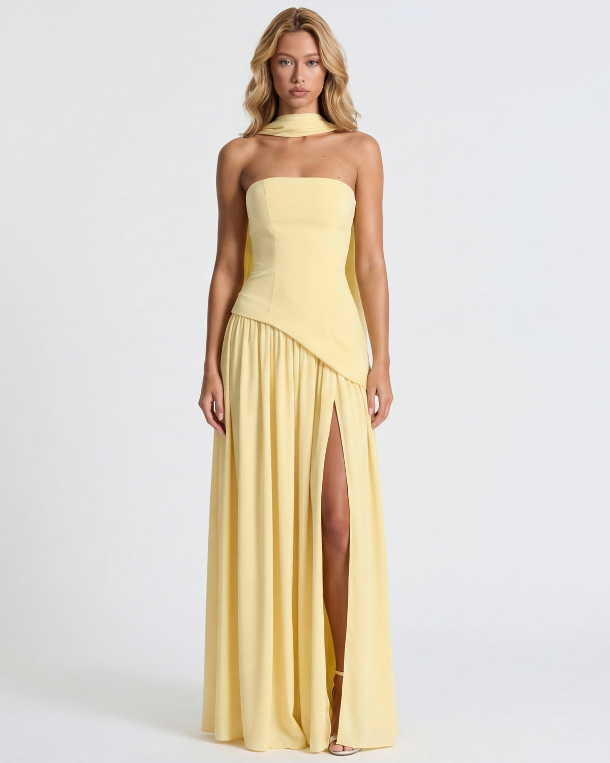 Carmen | Vestido Maxi Palabra de Honor con Pañuelo
