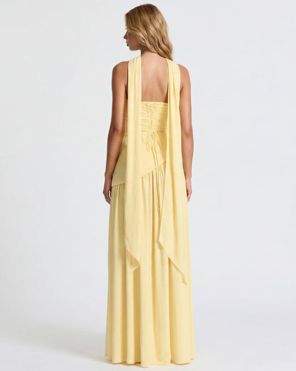Carmen | Vestido Maxi Palabra de Honor con Pañuelo