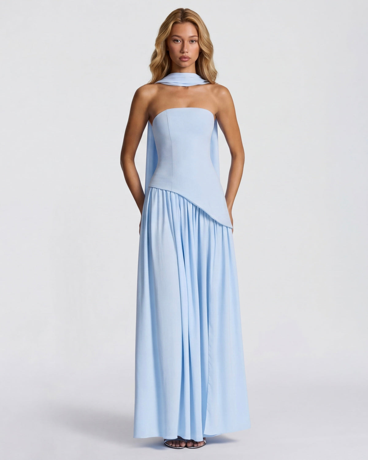 Carmen | Vestido Maxi Palabra de Honor con Pañuelo