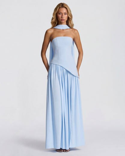 Carmen | Vestido Maxi Palabra de Honor con Pañuelo
