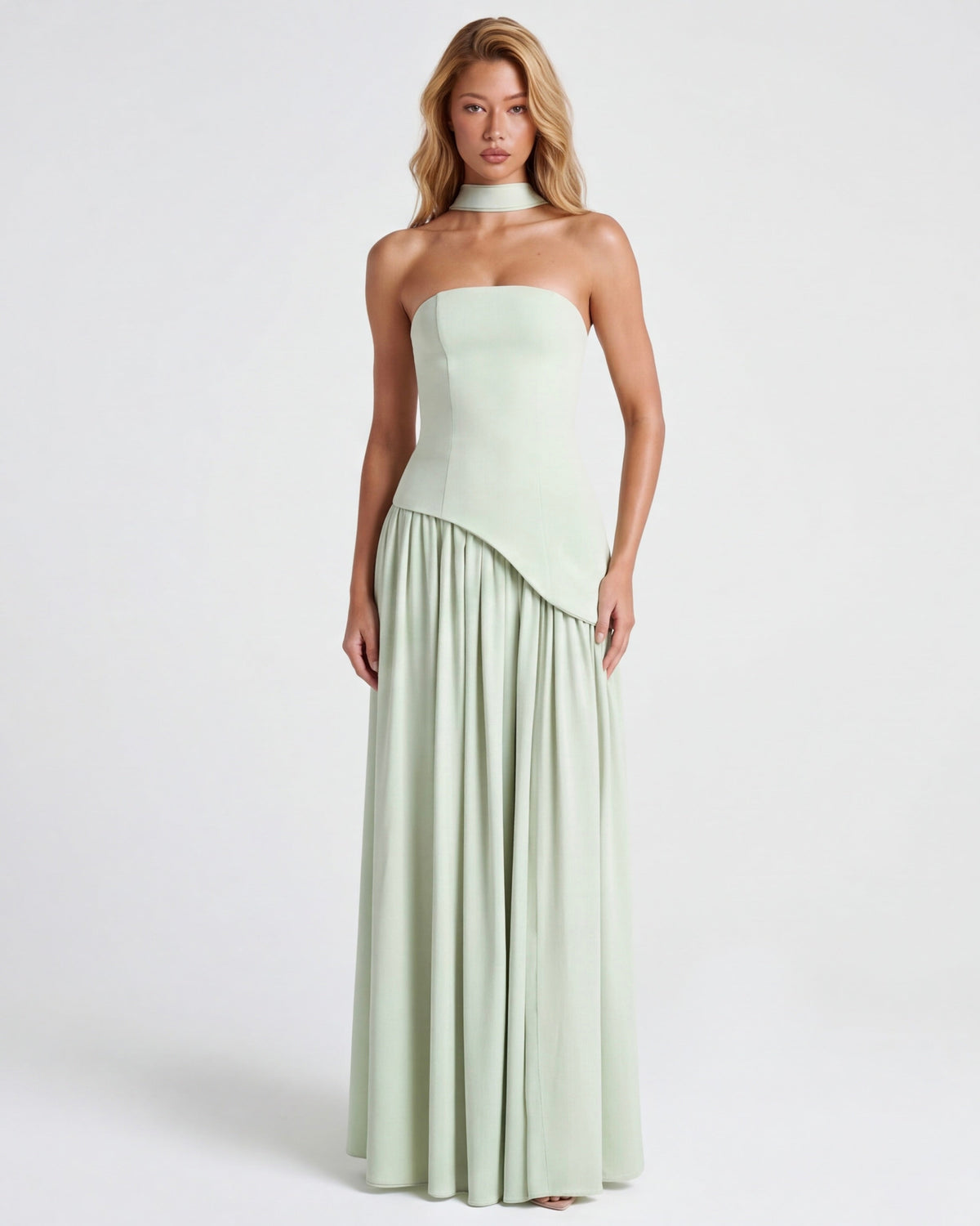 Carmen | Vestido Maxi Palabra de Honor con Pañuelo