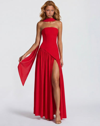 Carmen | Vestido Maxi Palabra de Honor con Pañuelo