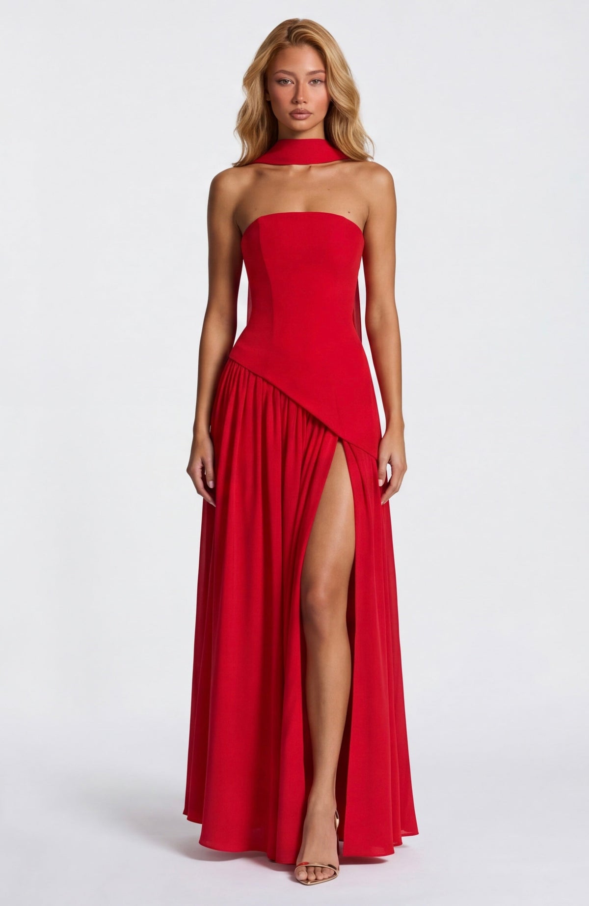 Carmen | Vestido Maxi Palabra de Honor con Pañuelo