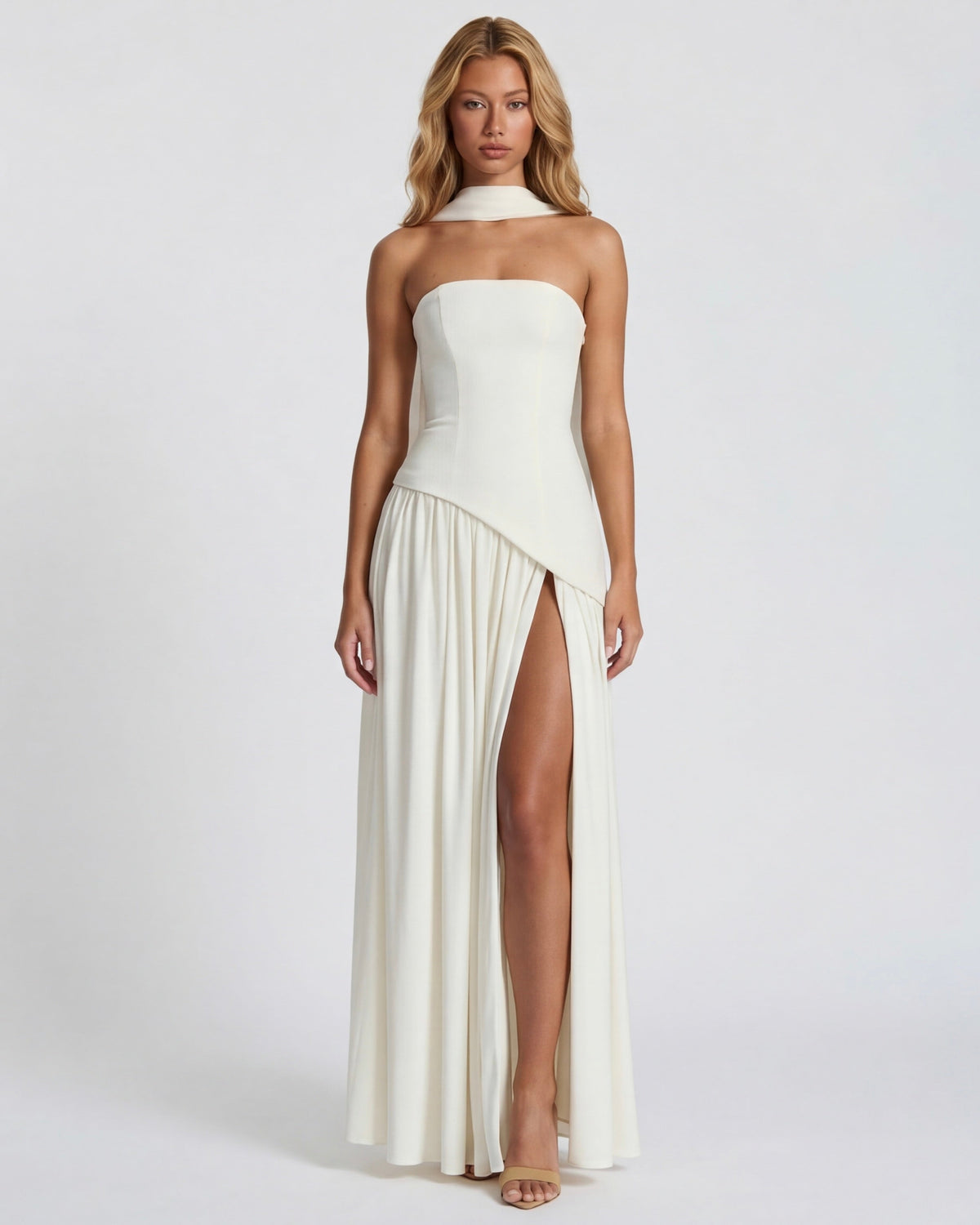 Carmen | Vestido Maxi Palabra de Honor con Pañuelo
