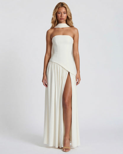 Carmen | Vestido Maxi Palabra de Honor con Pañuelo
