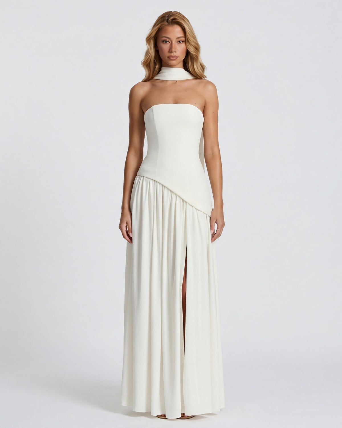 Carmen | Vestido Maxi Palabra de Honor con Pañuelo