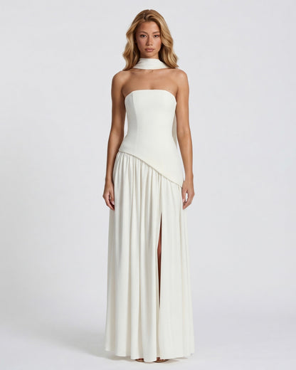 Carmen | Vestido Maxi Palabra de Honor con Pañuelo